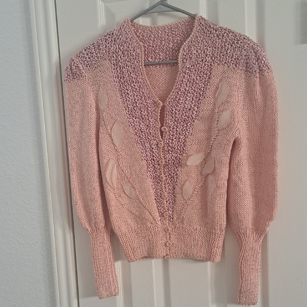 Vintage Pink Knit Women's Sweater Sz  X Small